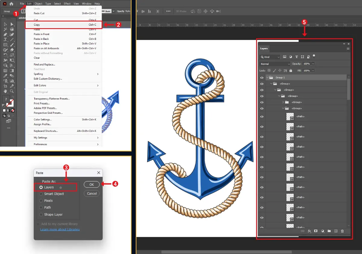 How to open Illustrator files in Photoshop?